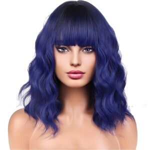 Stylish Blue Wavy Synethtic Hair Wig